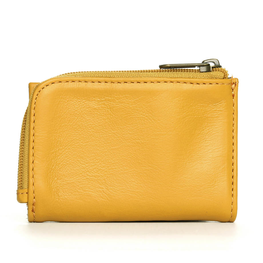 Small Slim Ladies Leather Wallet (8 card slots) - mustard yellow