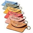 Inspirational Leather Card Holder Keyring | tan brown