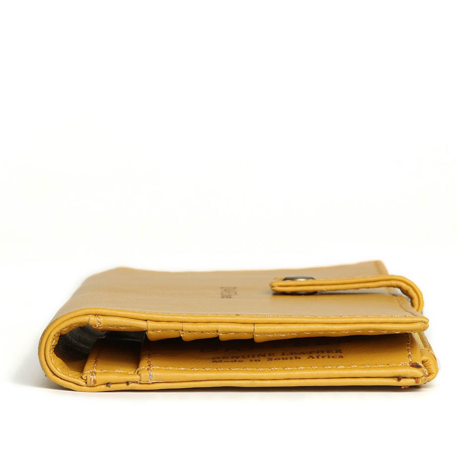 Large Slim Ladies Leather Wallet (17 card slots) | mustard yellow