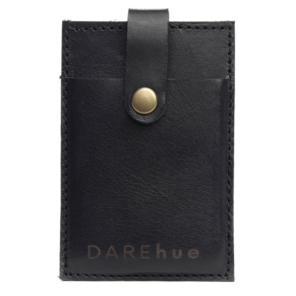 Stick-On Leather Phone Card Holder | black