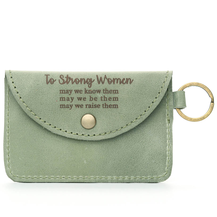 Inspirational Leather Card Holder Keyring | mint green