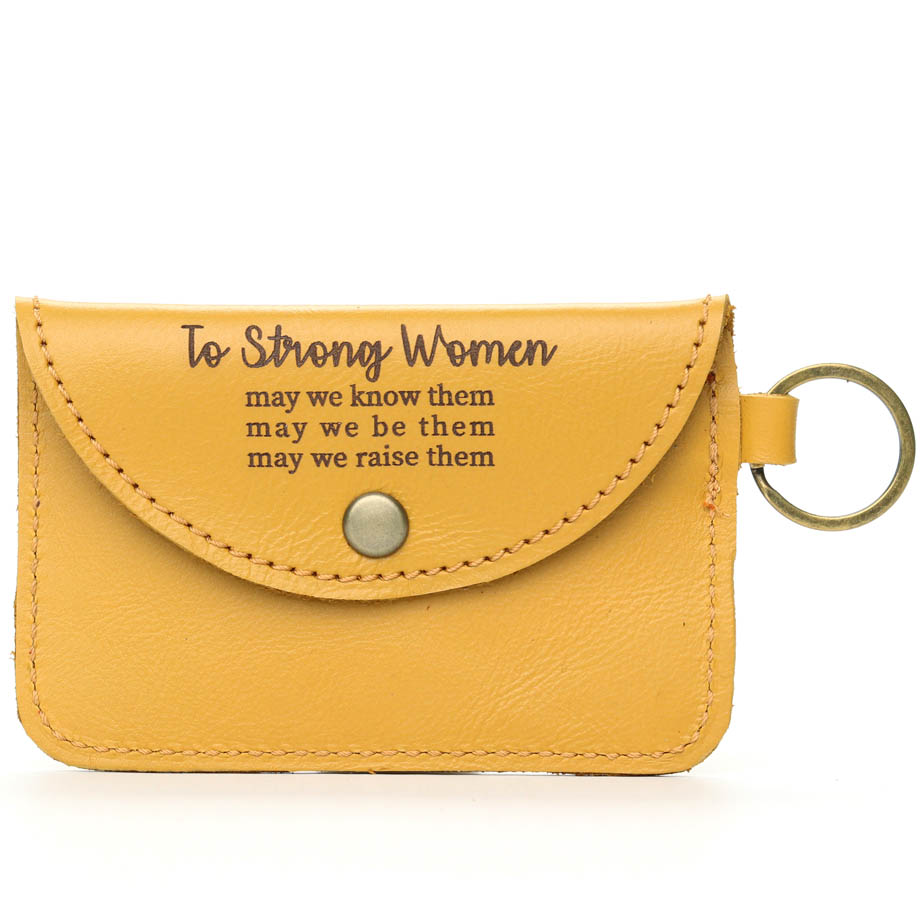 Inspirational Leather Card Holder Keyring | mustard yellow