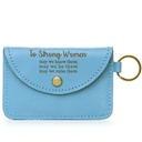 Inspirational Leather Card Holder Keyring | sky blue