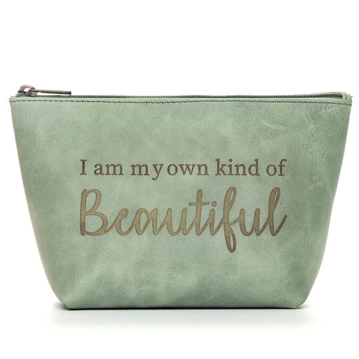 Inspirational Leather Makeup Bag | mint green